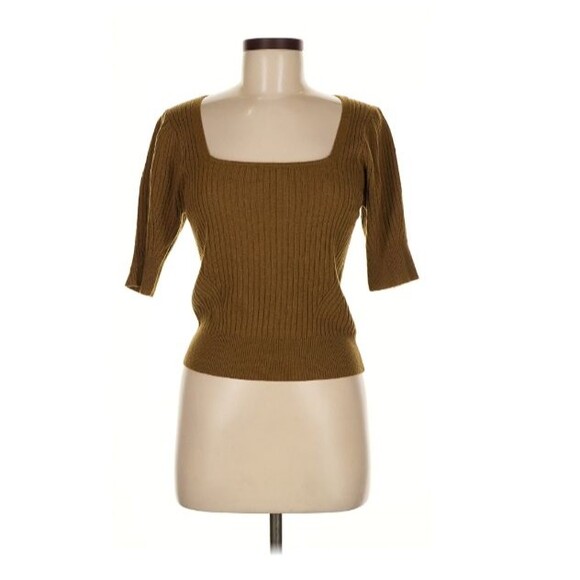 Ulla Johnson Sweaters - ULLA JOHNSON green Hadley gathered Ribbed Wool Top Yellow/ Green Khaki Medium